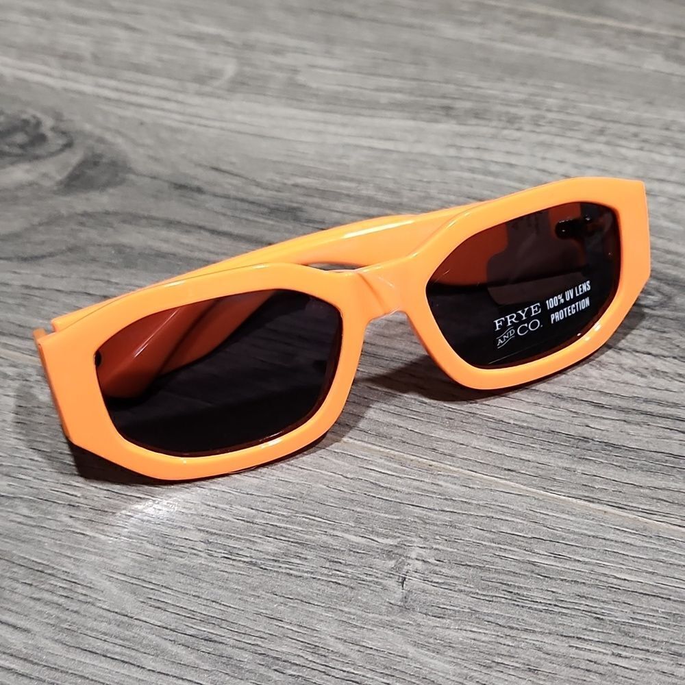 NWT Frye & Co Neon Orange Chunky Statement Sunglasses